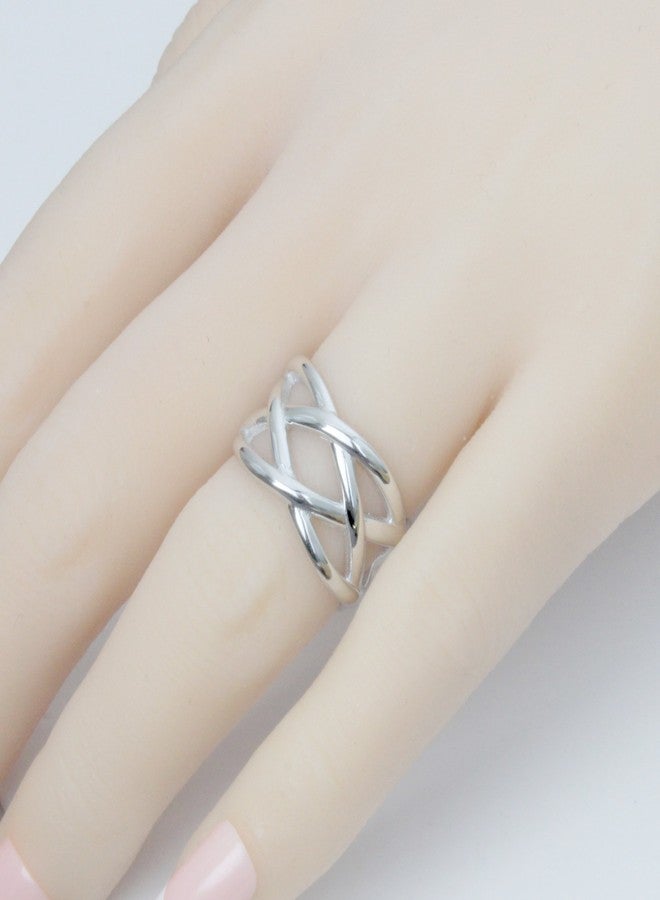 Metal Factory Sz 4 Sterling Silver 925 "X Criss Cross Eternity Ring - Image 2